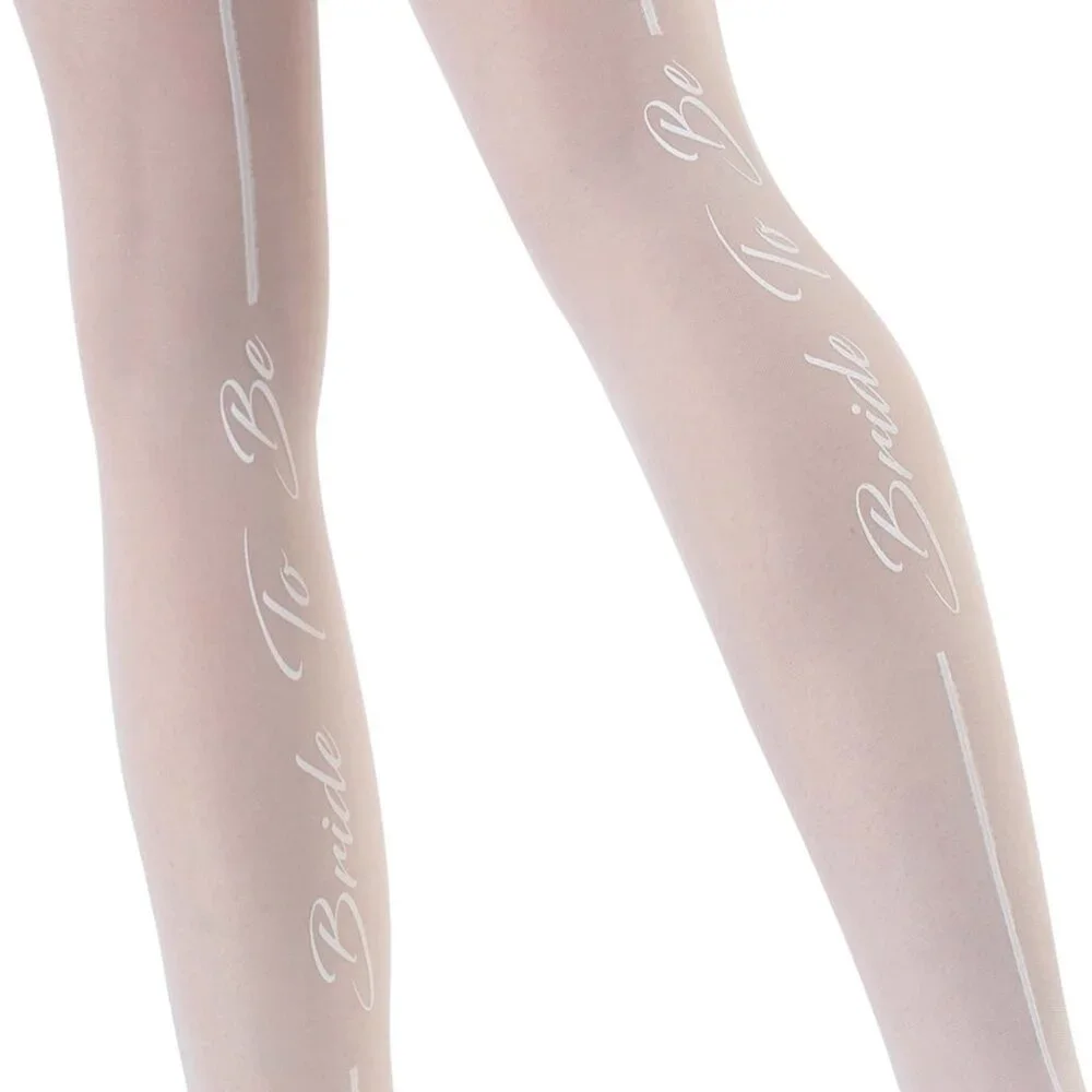 Bride-To-Be Lace Top Stockings Women's One Size OS White Stay Up Bridal Hosiery